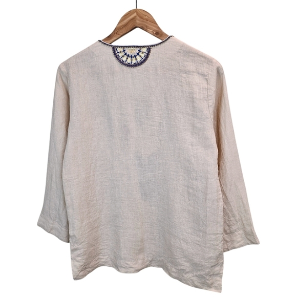 Lilly Pulitzer Linen Beaded Amelia Tunic Top Womens Sz Small Tan Oyster Shell - Picture 5 of 12